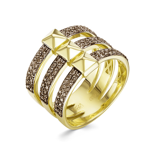 Кольцо, золото, бриллиант, желтый, 01-3704